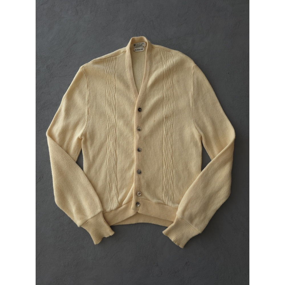 Vintage 1960s La Court Off White Wool Cardigan Sweater S